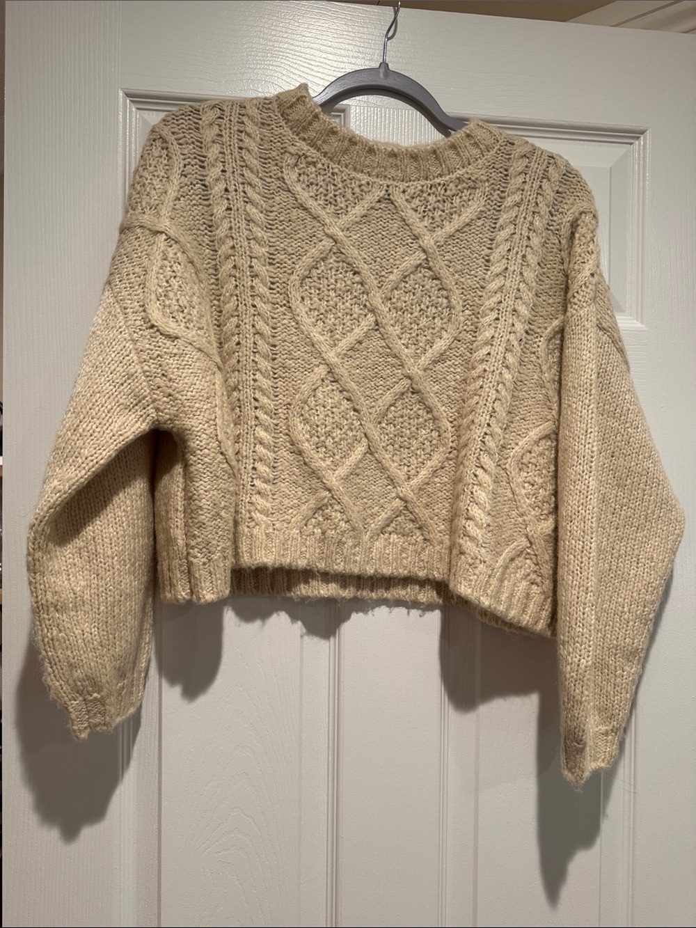 Billabong Cropped Cable Knit Sweater - Cream